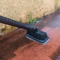 Are there any special considerations when using a foam-injection powered pressure washer?