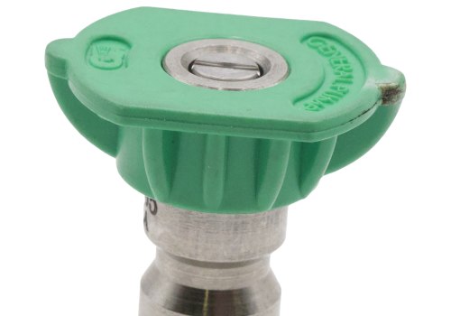 Are there any special considerations when using an adjustable nozzle speed feature on a powerwasher?